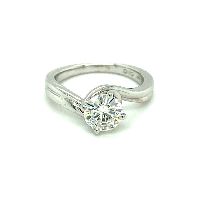 1.00 CTW DEW Round Near-Colorless Moissanite Solitaire Engagement Ring in 14K Gold