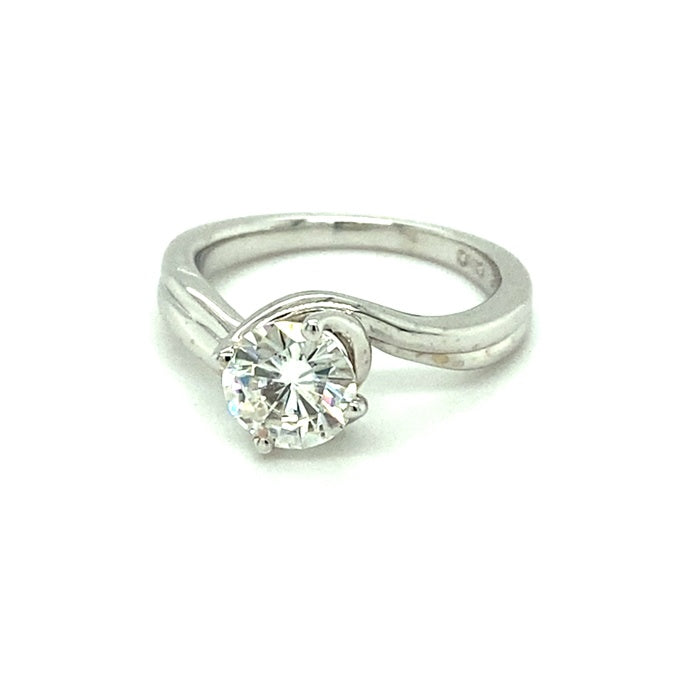 1.00 CTW DEW Round Near-Colorless Moissanite Solitaire Engagement Ring in 14K Gold