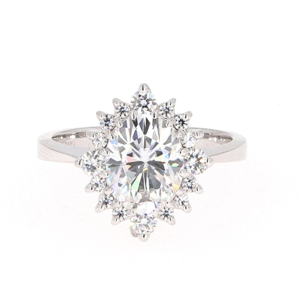 2.42 CTW DEW Oval Halo Engagement Ring 14K White Gold