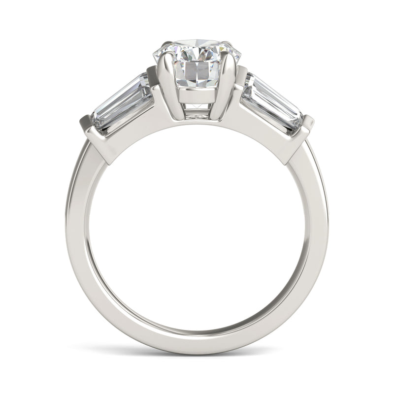 3.26 CTW DEW Oval Moissanite Five Stone Ring in 14K White Gold