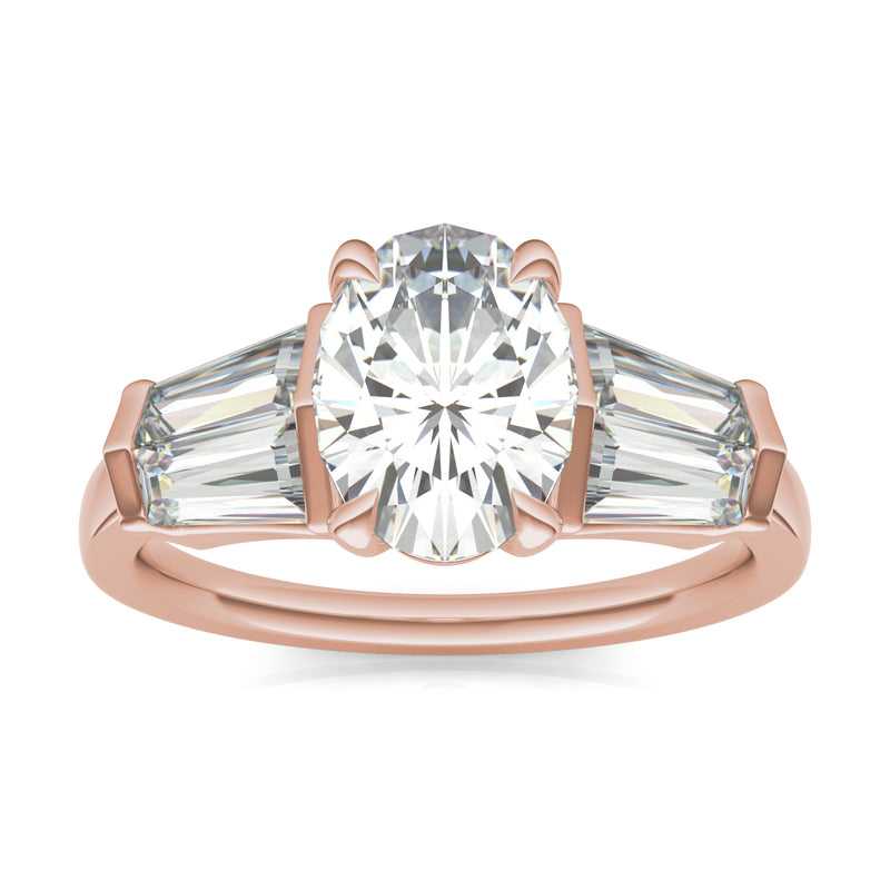 3.26 CTW DEW Oval Moissanite Five Stone Ring in 14K Rose Gold