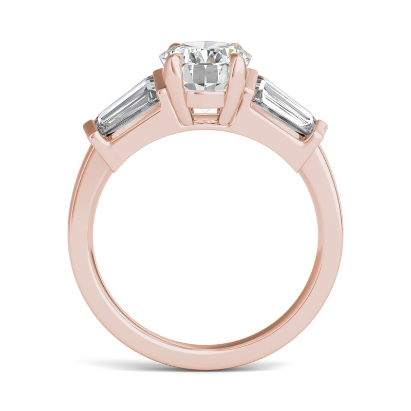 3.26 CTW DEW Oval Moissanite Five Stone Ring in 14K Rose Gold