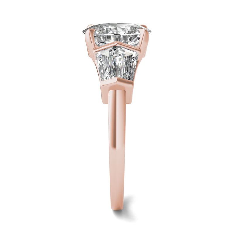 3.26 CTW DEW Oval Moissanite Five Stone Ring in 14K Rose Gold