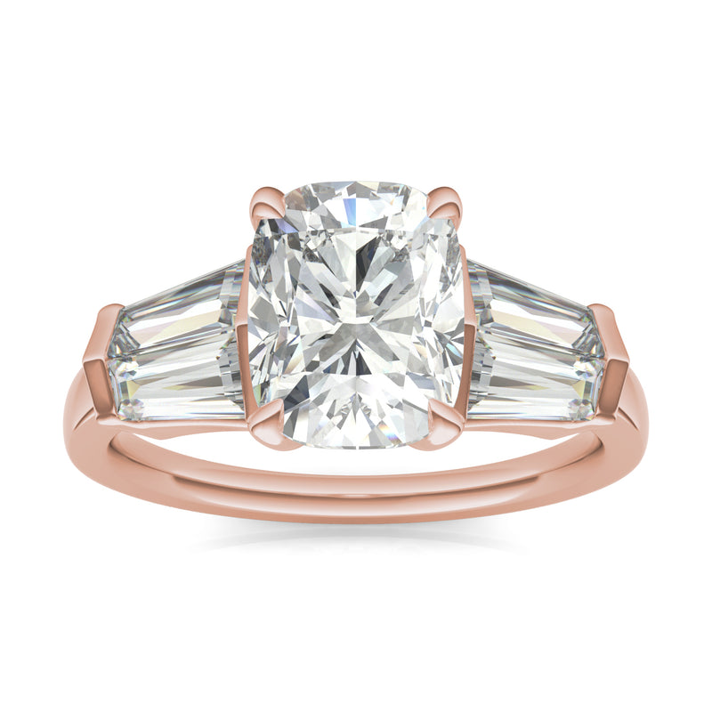 3.46 CTW DEW Elongated Cushion Moissanite Five Stone Ring in 14K Rose Gold