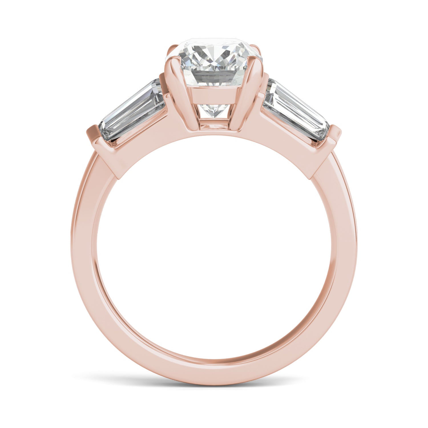 3.46 CTW DEW Elongated Cushion Moissanite Five Stone Ring in 14K Rose Gold