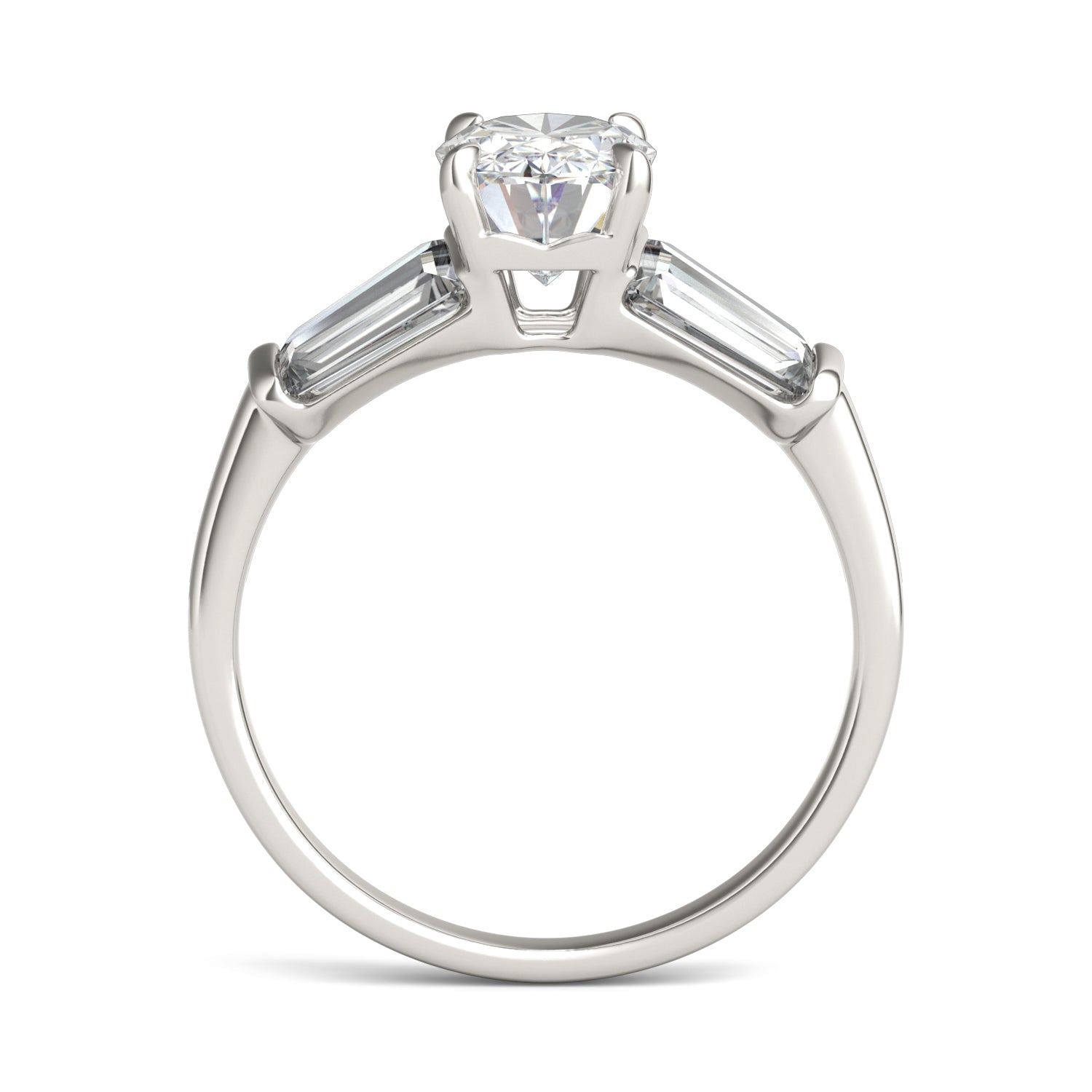 3.46 CTW DEW Elongated Oval Moissanite Five Stone Ring in 14K White Gold