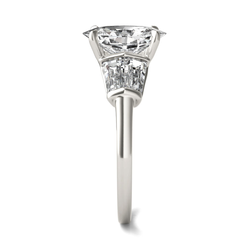 3.46 CTW DEW Elongated Oval Moissanite Five Stone Ring in 14K White Gold