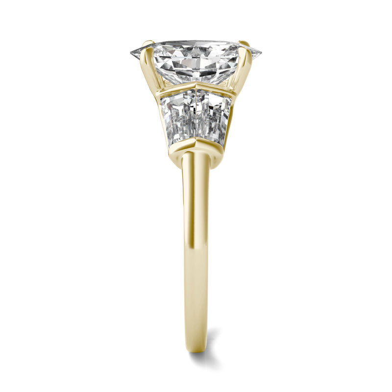 3.46 CTW DEW Elongated Oval Moissanite Five Stone Ring in 14K Yellow Gold