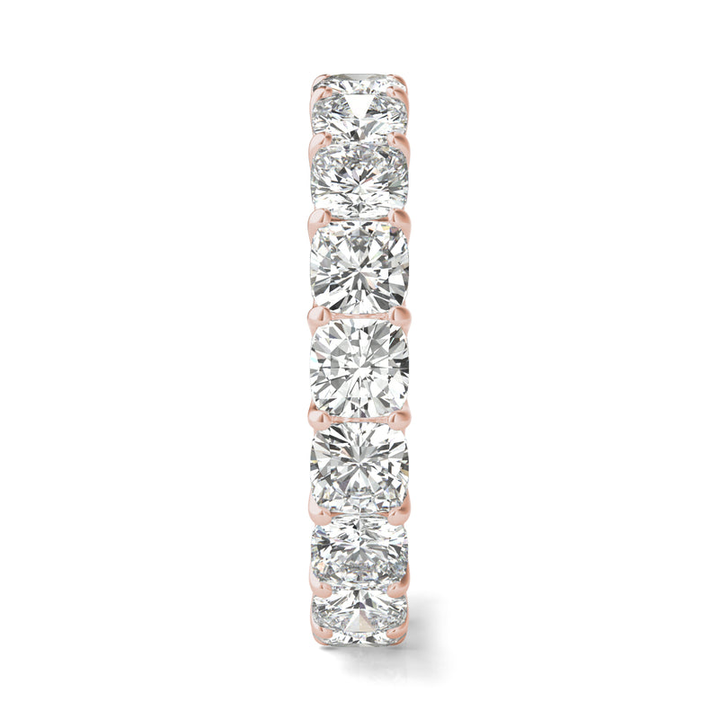 4.18 CTW DEW Cushion Moissanite Eternity Band in 14K Rose Gold