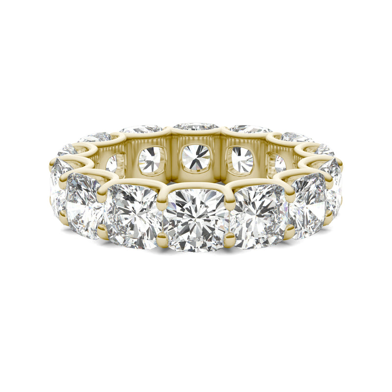 8.40 CTW DEW Cushion Moissanite Eternity Band in 14K Yellow Gold