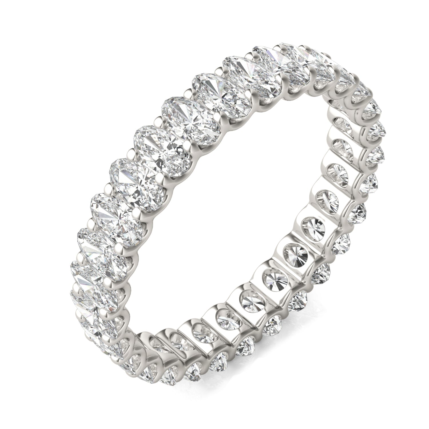 2.90 CTW DEW Oval Moissanite Eternity Band in 14K White Gold