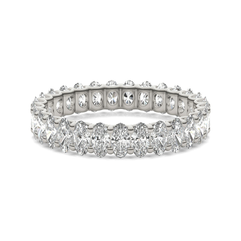 2.90 CTW DEW Oval Moissanite Eternity Band in 14K White Gold