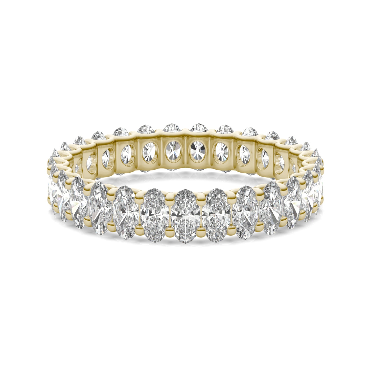 2.90 CTW DEW Oval Moissanite Eternity Band in 14K Yellow Gold