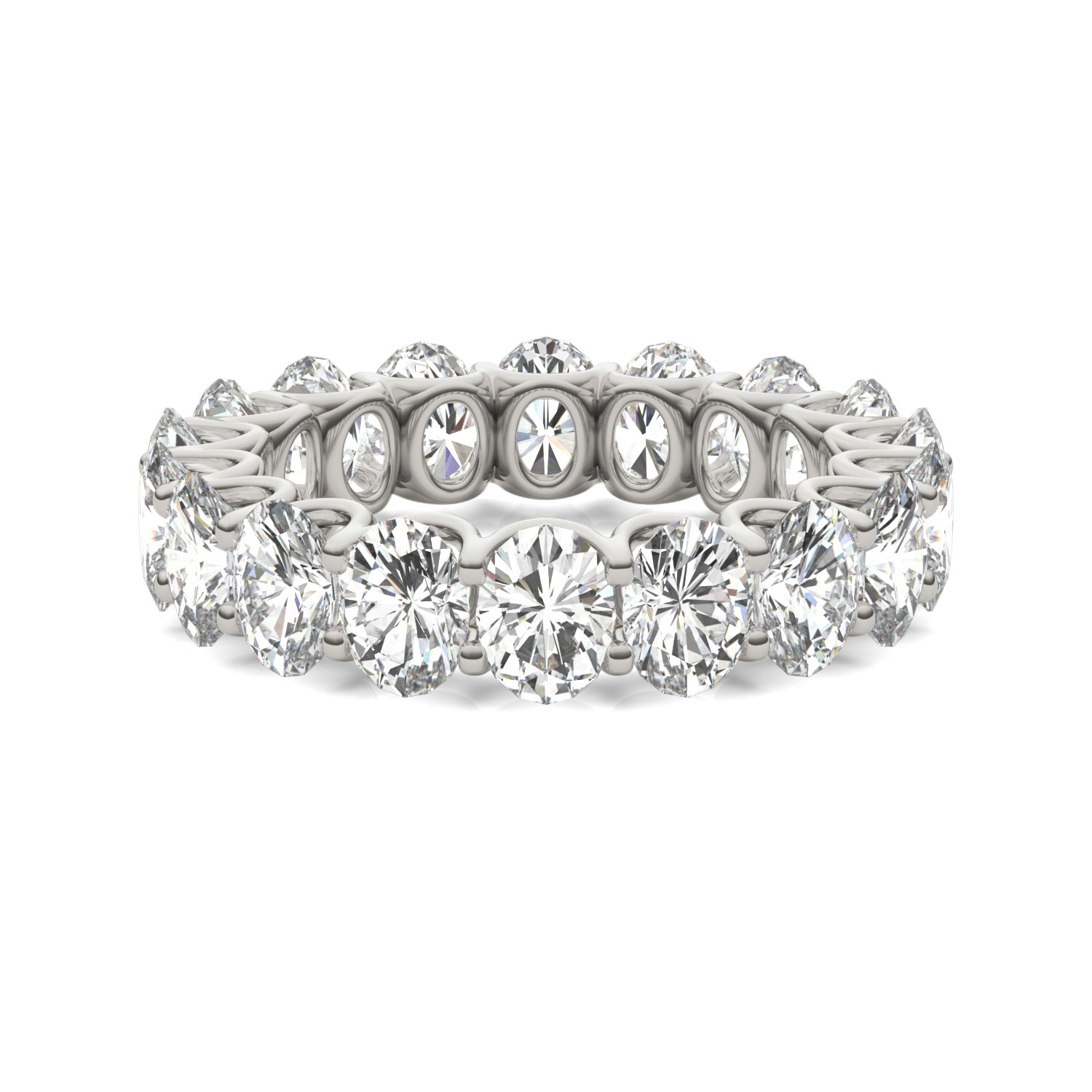 8.50 CTW DEW Oval Moissanite Eternity Band in 14K White Gold