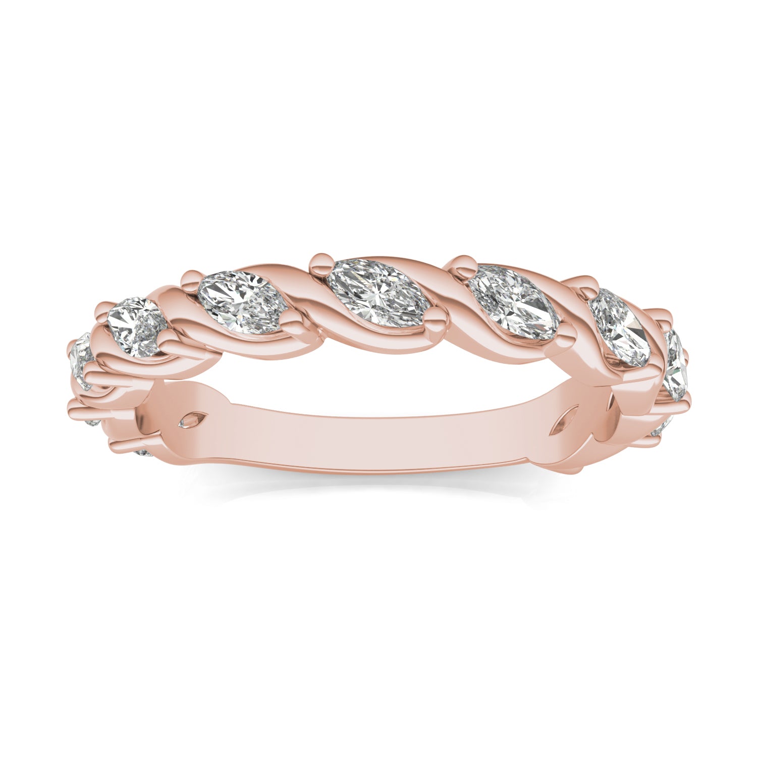 0.77 CTW DEW Marquise Moissanite Anniversary Band in 14K Rose Gold