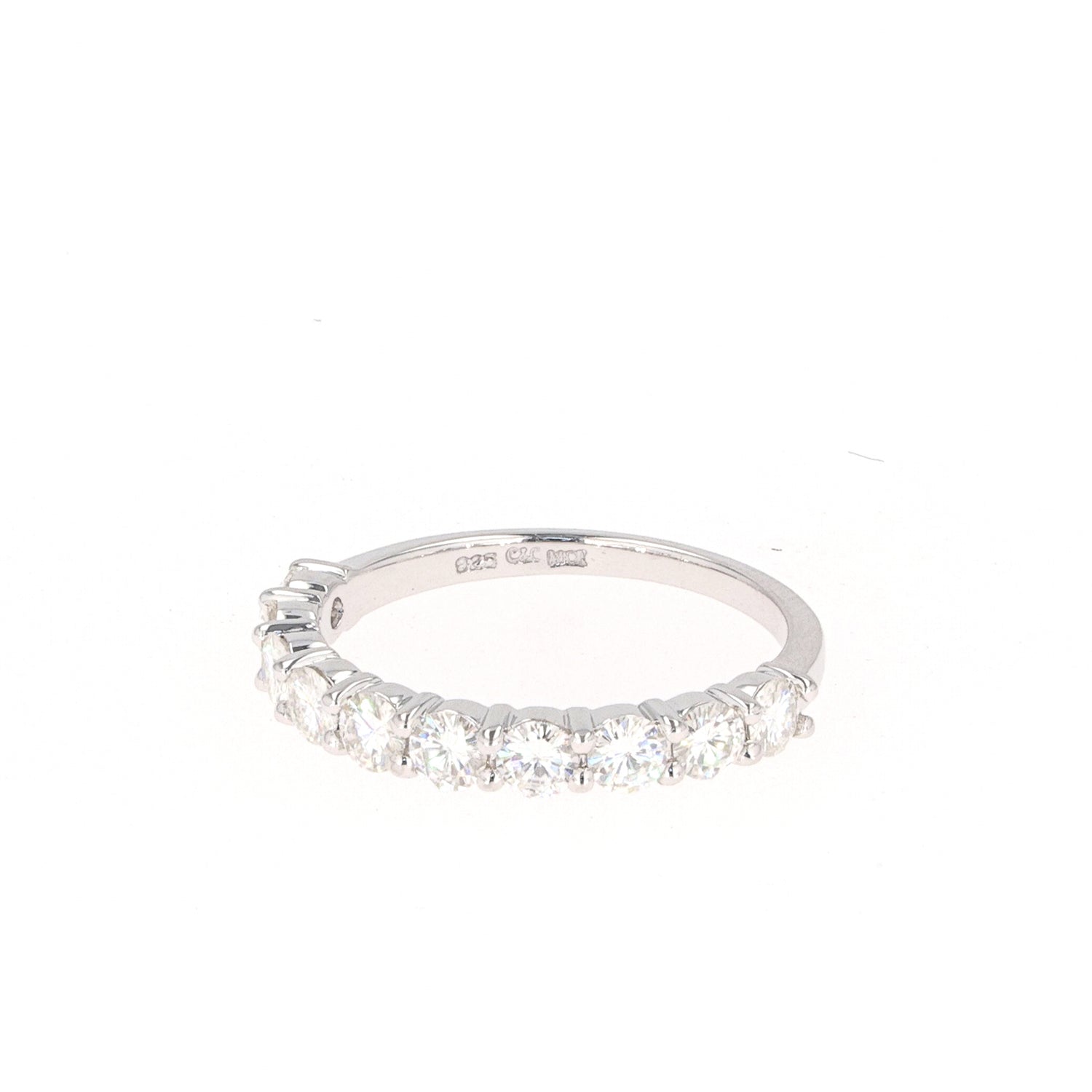 1.00 CTW DEW Round Moissanite Classic Band in Sterling Silver