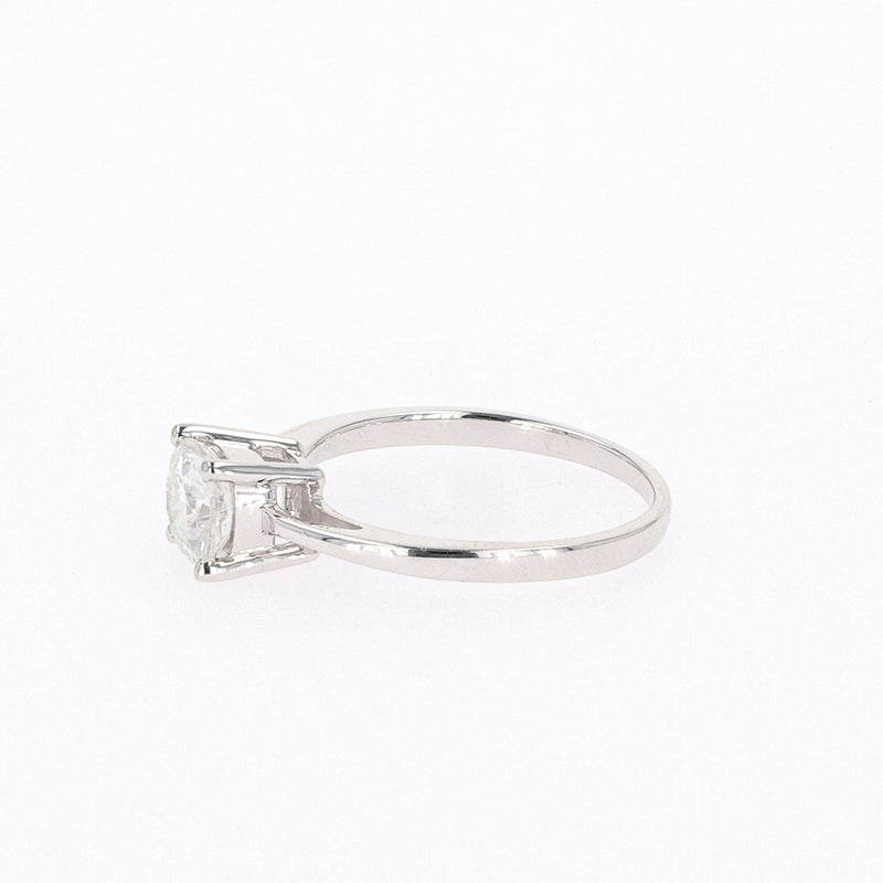 1.10 CTW DEW Cushion Moissanite Four Prong Solitaire Engagement Ring in Sterling Silver