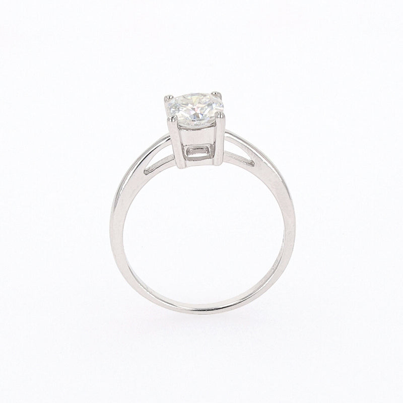 1.10 CTW DEW Cushion Moissanite Four Prong Solitaire Engagement Ring in Sterling Silver