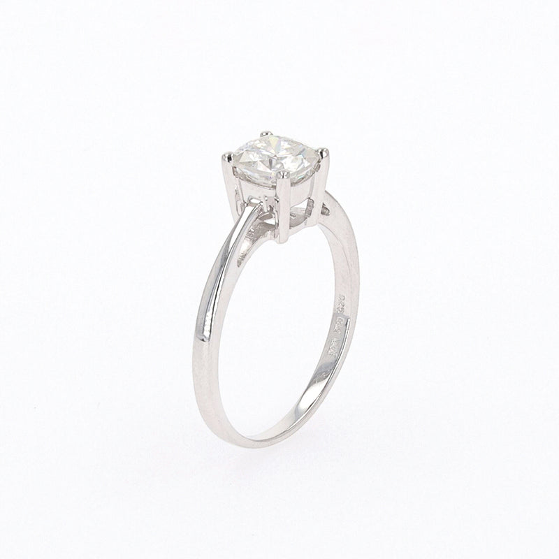 1.10 CTW DEW Cushion Moissanite Four Prong Solitaire Engagement Ring in Sterling Silver