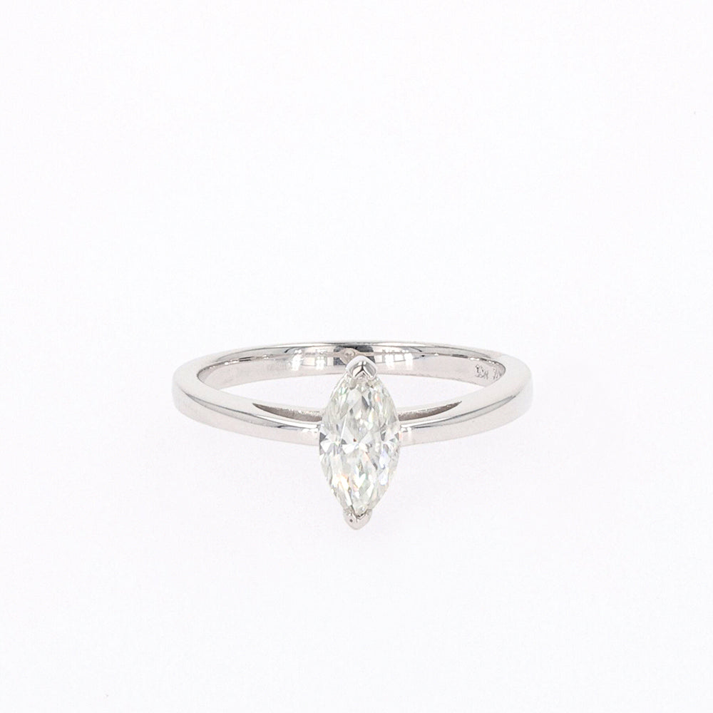 0.70 CTW DEW Marquise Moissanite Two Prong Solitaire Ring in Sterling Silver