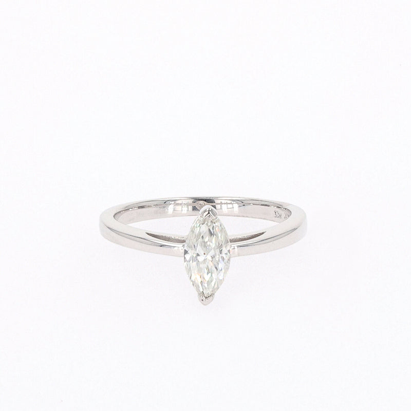 0.70 CTW DEW Marquise Moissanite Two Prong Solitaire Ring in Sterling Silver