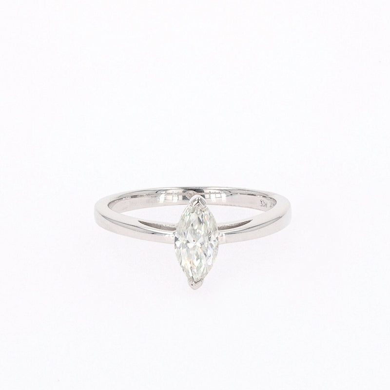 0.70 CTW DEW Marquise Moissanite Two Prong Solitaire Ring in Sterling Silver