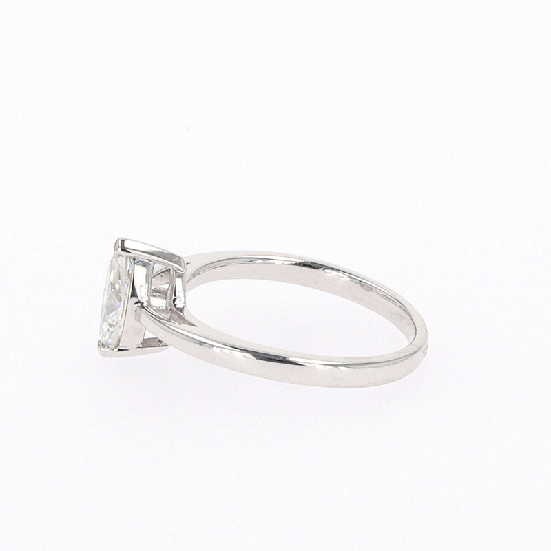 0.70 CTW DEW Marquise Moissanite Two Prong Solitaire Ring in Sterling Silver