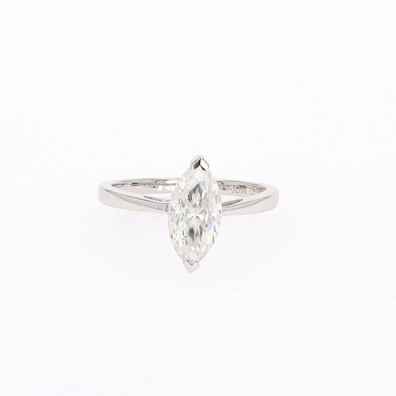 1.80 CTW DEW Marquise Moissanite Two Prong Solitaire Ring in Sterling Silver