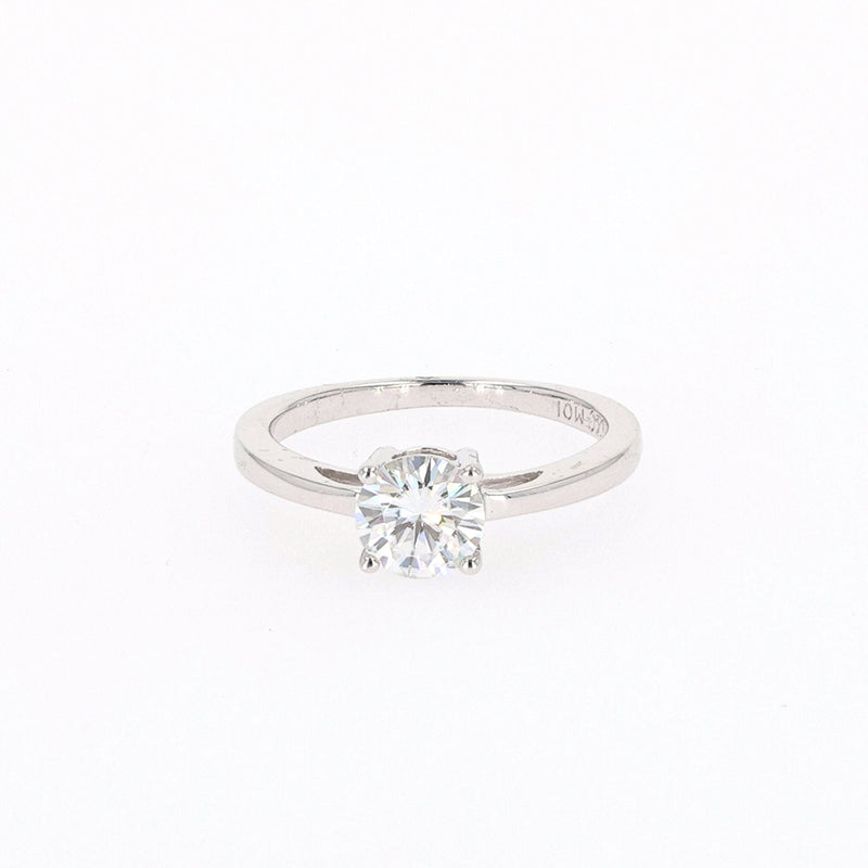 1.00 CTW DEW Round Moissanite Four Prong Solitaire Engagement Ring in Sterling Silver
