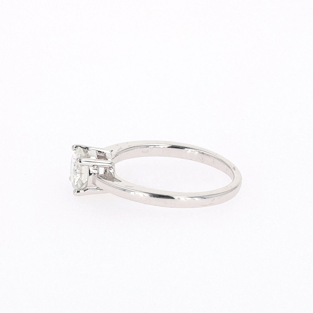 1.00 CTW DEW Round Moissanite Four Prong Solitaire Engagement Ring in Sterling Silver
