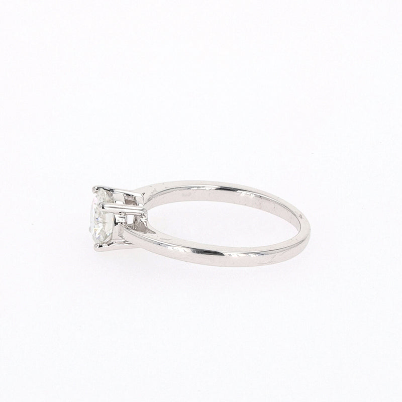 1.00 CTW DEW Round Moissanite Four Prong Solitaire Engagement Ring in Sterling Silver