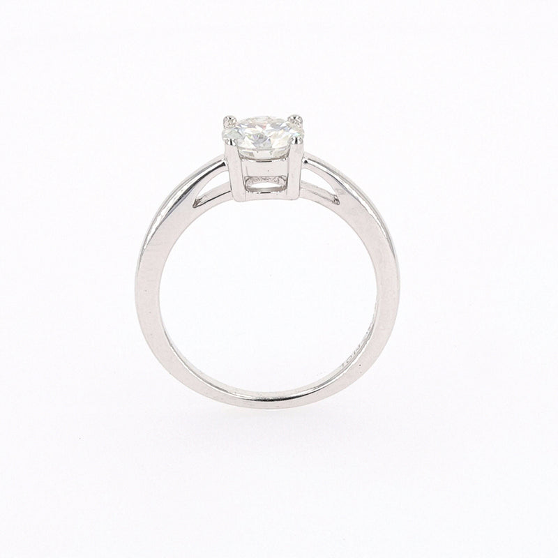 1.00 CTW DEW Round Moissanite Four Prong Solitaire Engagement Ring in Sterling Silver