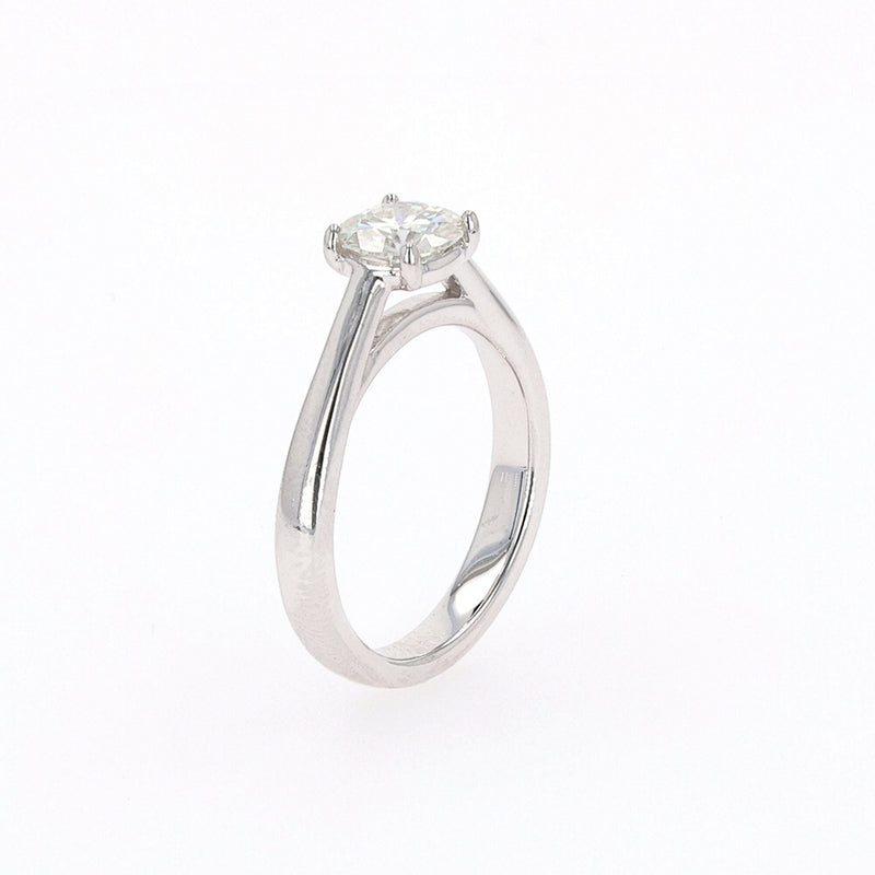1.00 CTW DEW Round Moissanite Four Prong Solitaire Engagement Ring in Sterling Silver