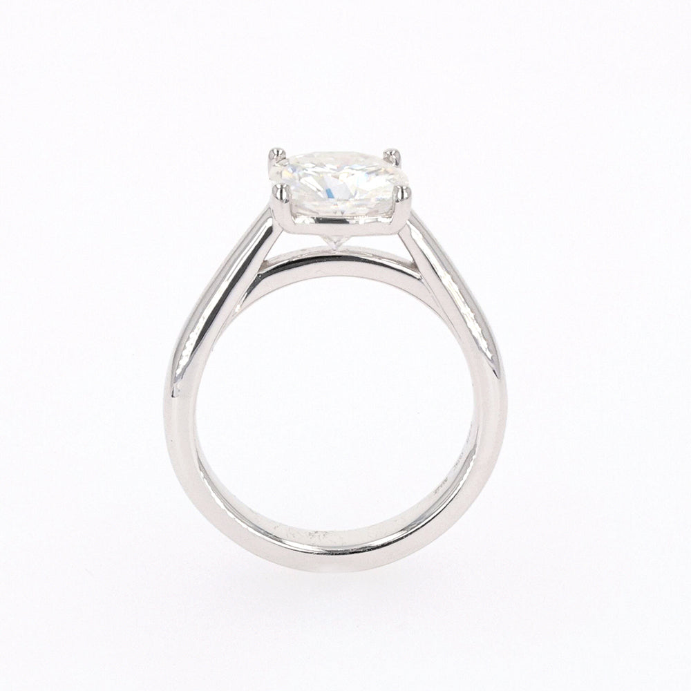2.80 CTW DEW Cushion Moissanite Four Prong Solitaire Engagement Ring in Sterling Silver
