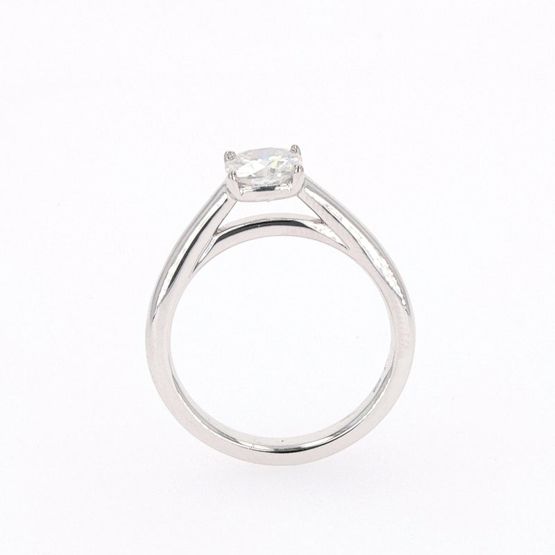 1.10 CTW DEW Cushion Moissanite Four Prong Solitaire Engagement Ring in Sterling Silver