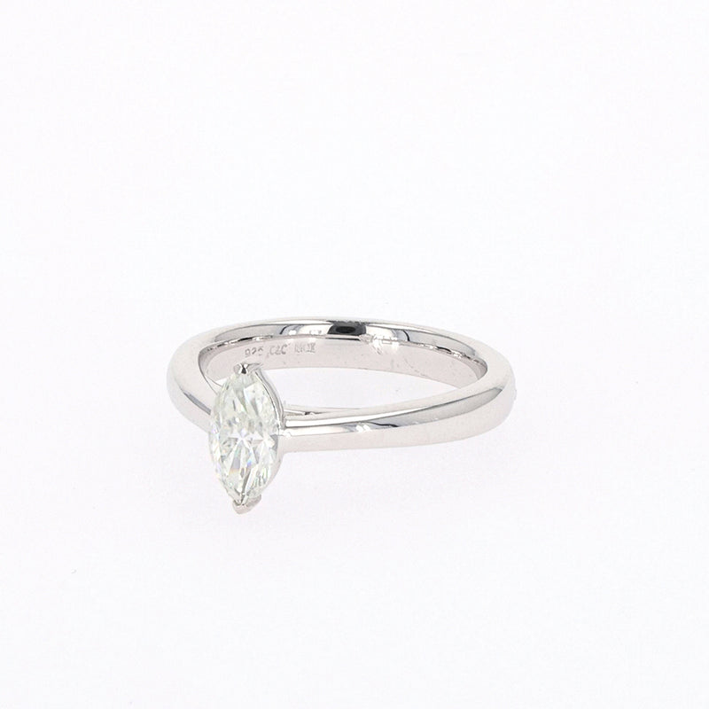 0.70 CTW DEW Marquise Moissanite Two Prong Solitaire Ring in Sterling Silver