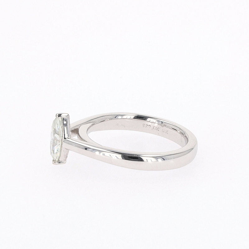 0.70 CTW DEW Marquise Moissanite Two Prong Solitaire Ring in Sterling Silver