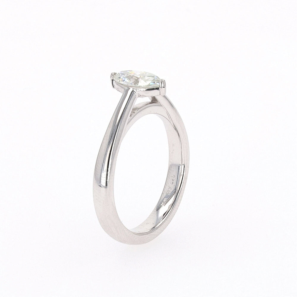 0.70 CTW DEW Marquise Moissanite Two Prong Solitaire Ring in Sterling Silver