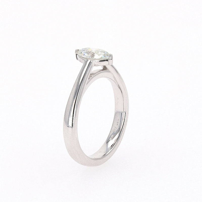 0.70 CTW DEW Marquise Moissanite Two Prong Solitaire Ring in Sterling Silver