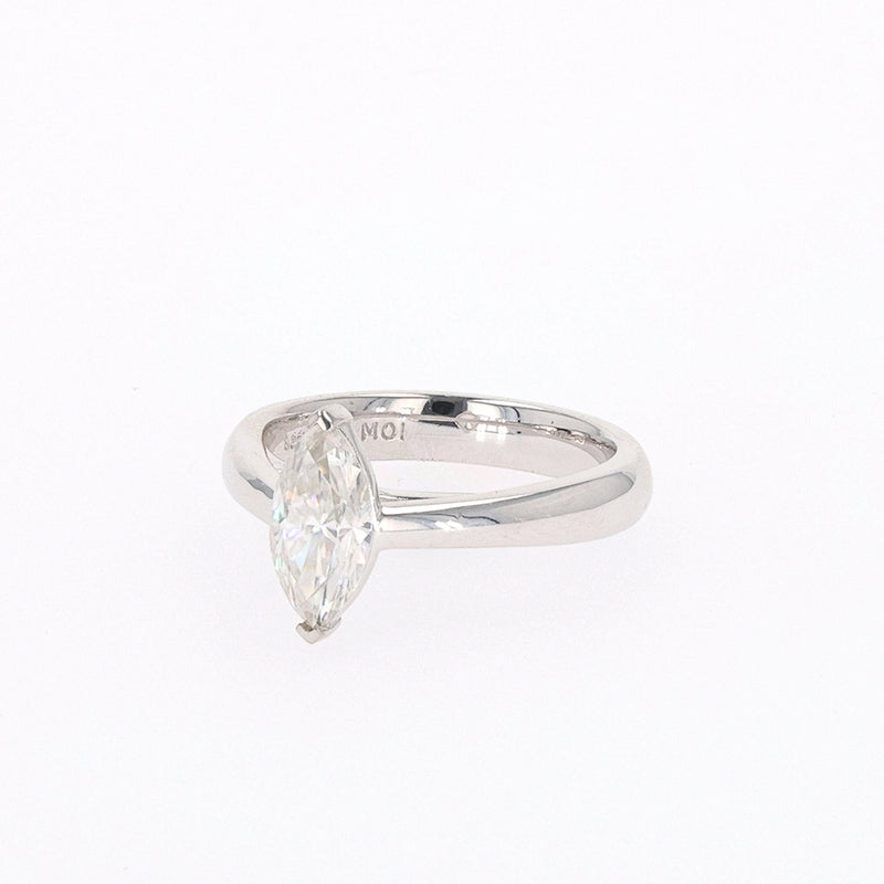 1.40 CTW DEW Marquise Moissanite Two Prong Solitaire Ring in Sterling Silver