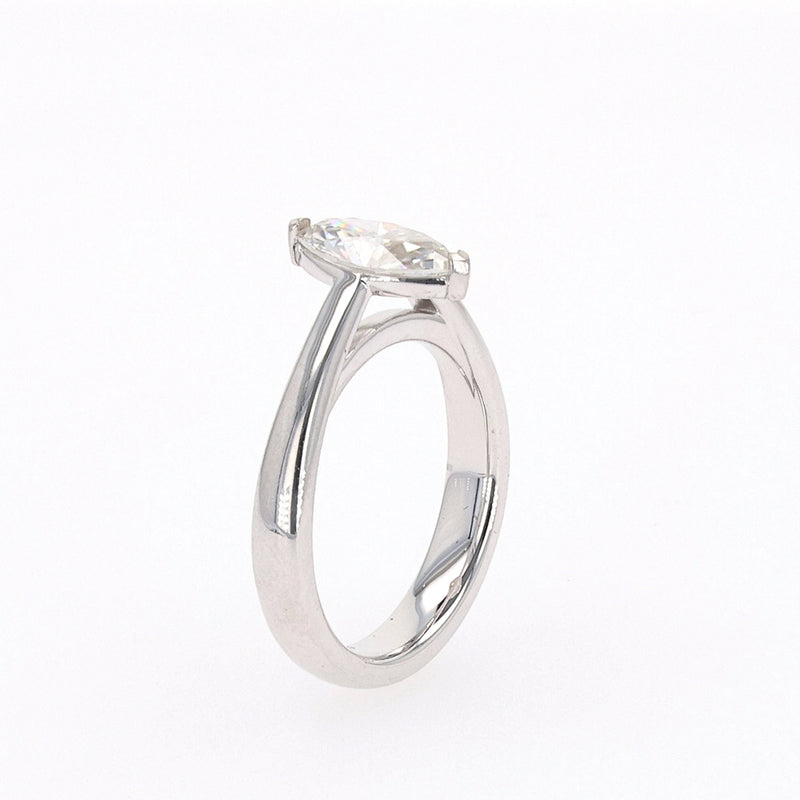 1.40 CTW DEW Marquise Moissanite Two Prong Solitaire Ring in Sterling Silver