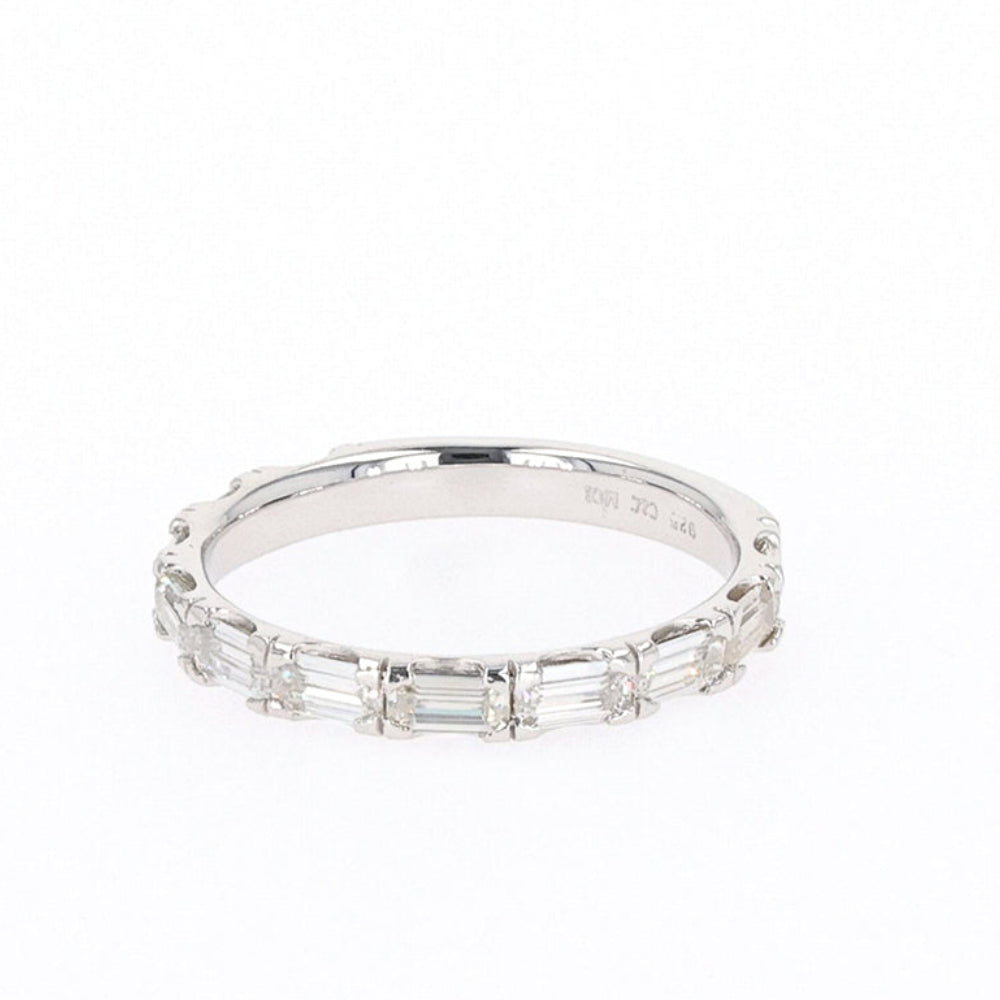 1.10 CTW DEW Emerald Moissanite Shared Prong Band in Sterling Silver
