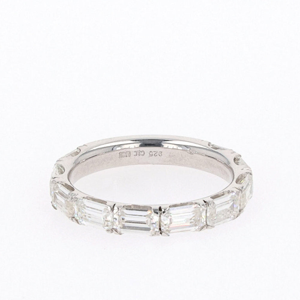 2.70 CTW DEW Emerald Moissanite Shared Prong Band in Sterling Silver