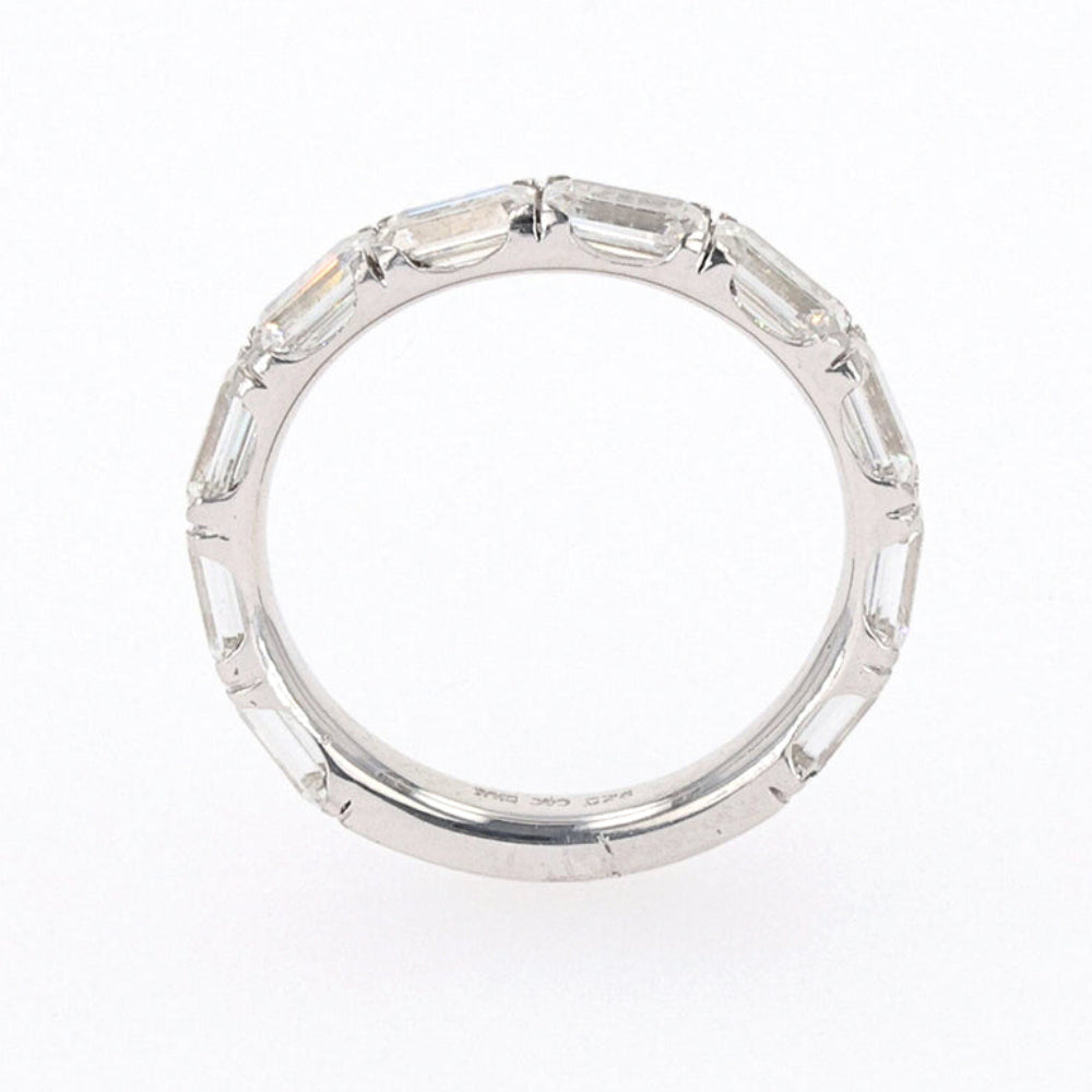 2.70 CTW DEW Emerald Moissanite Shared Prong Band in Sterling Silver