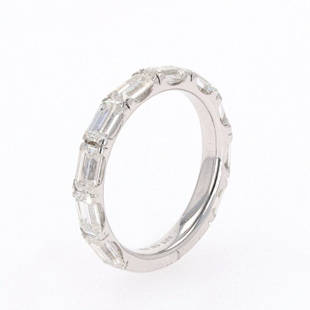 2.70 CTW DEW Emerald Moissanite Shared Prong Band in Sterling Silver