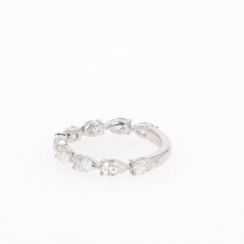 1.89 CTW DEW Pear Moissanite Shared Prong Band in Sterling Silver