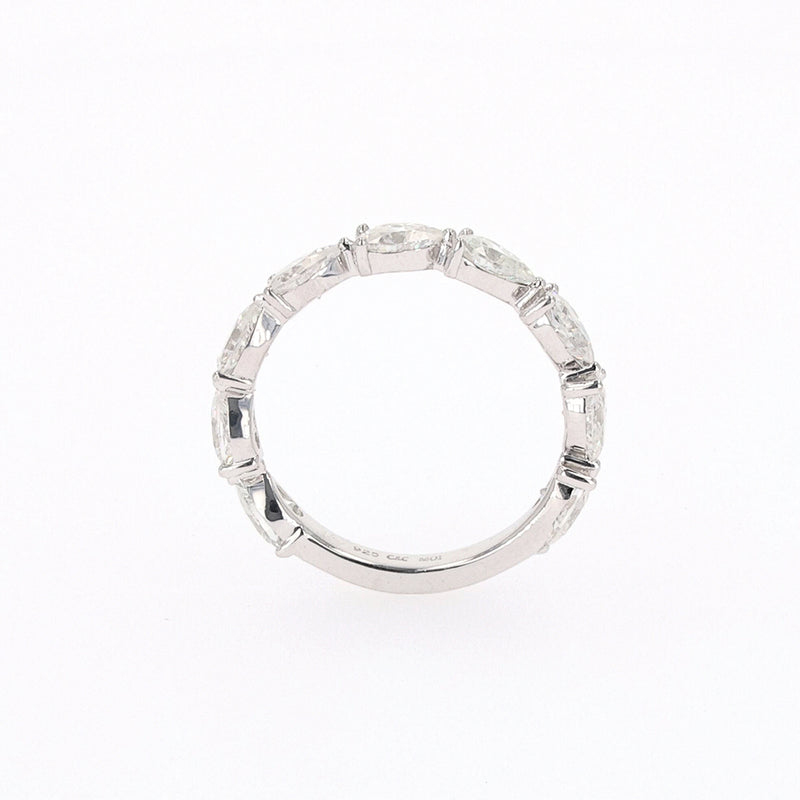 1.89 CTW DEW Pear Moissanite Shared Prong Band in Sterling Silver