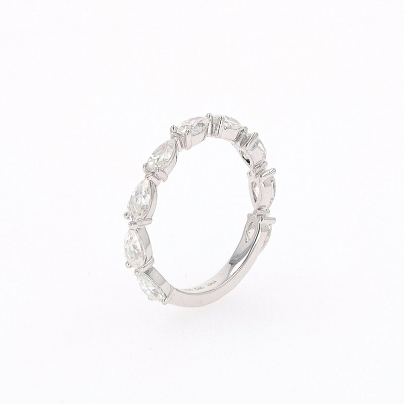 1.89 CTW DEW Pear Moissanite Shared Prong Band in Sterling Silver