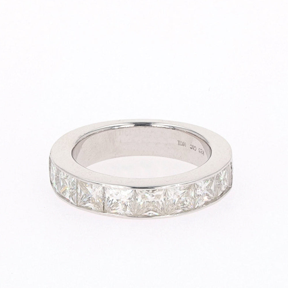 2.96 CTW DEW Square Moissanite Channel-Set Band in Sterling Silver