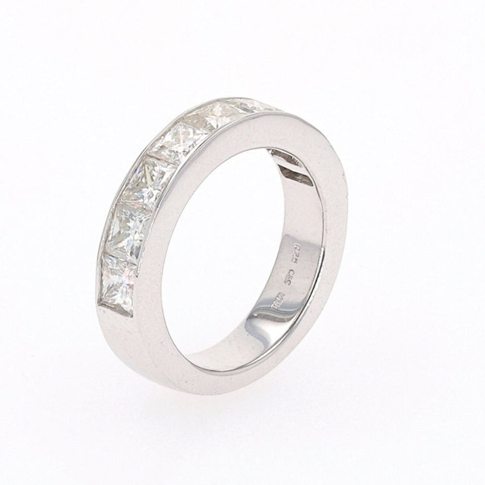 2.96 CTW DEW Square Moissanite Channel-Set Band in Sterling Silver